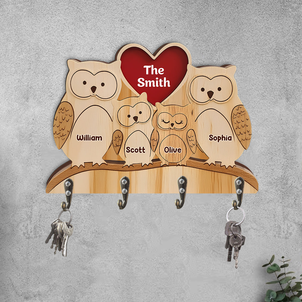 Happy Family - Personalized Family Custom Shaped Key Rack
