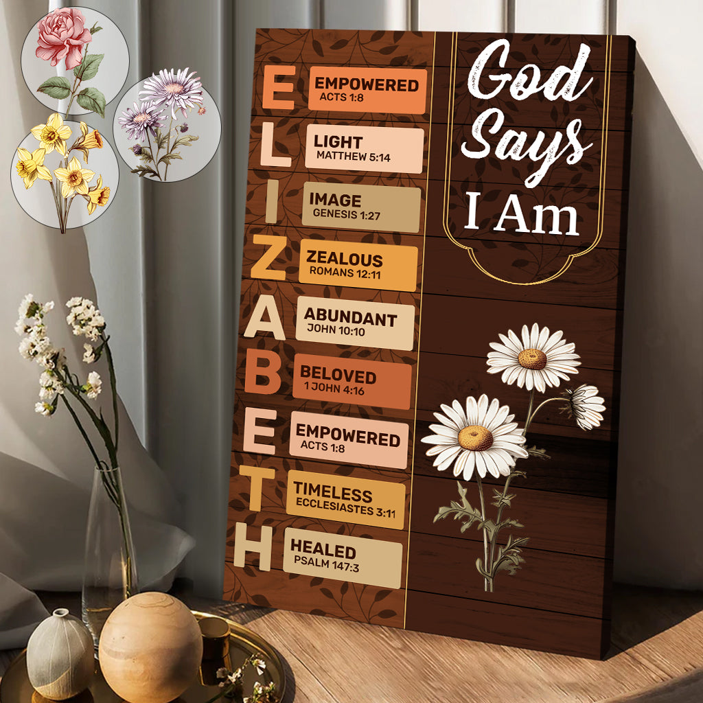 God Says I Am - Personalized Christian Canvas And Poster