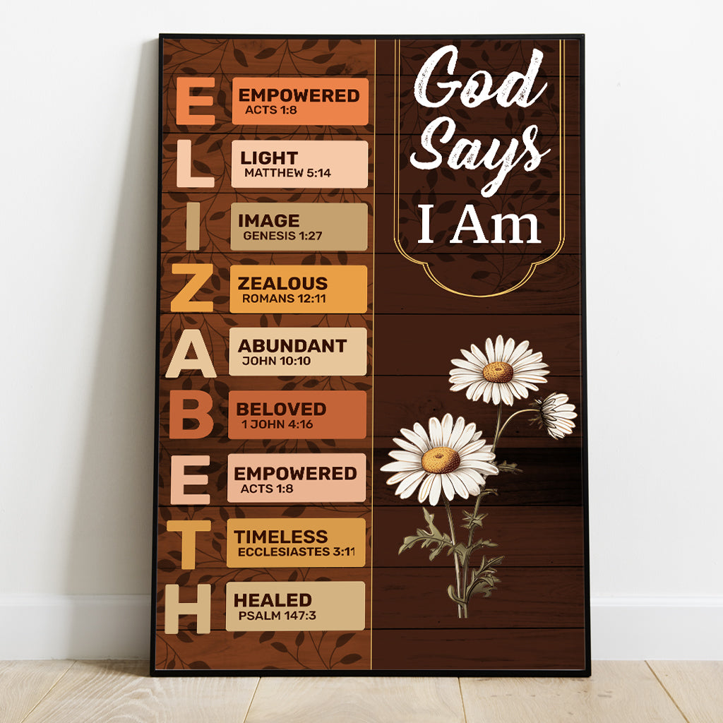God Says I Am - Personalized Christian Canvas And Poster