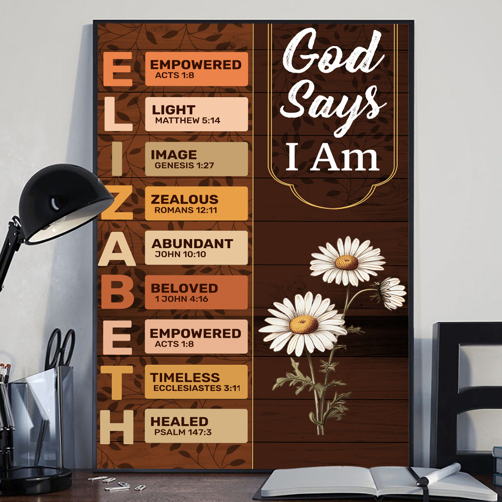 God Says I Am - Personalized Christian Canvas And Poster