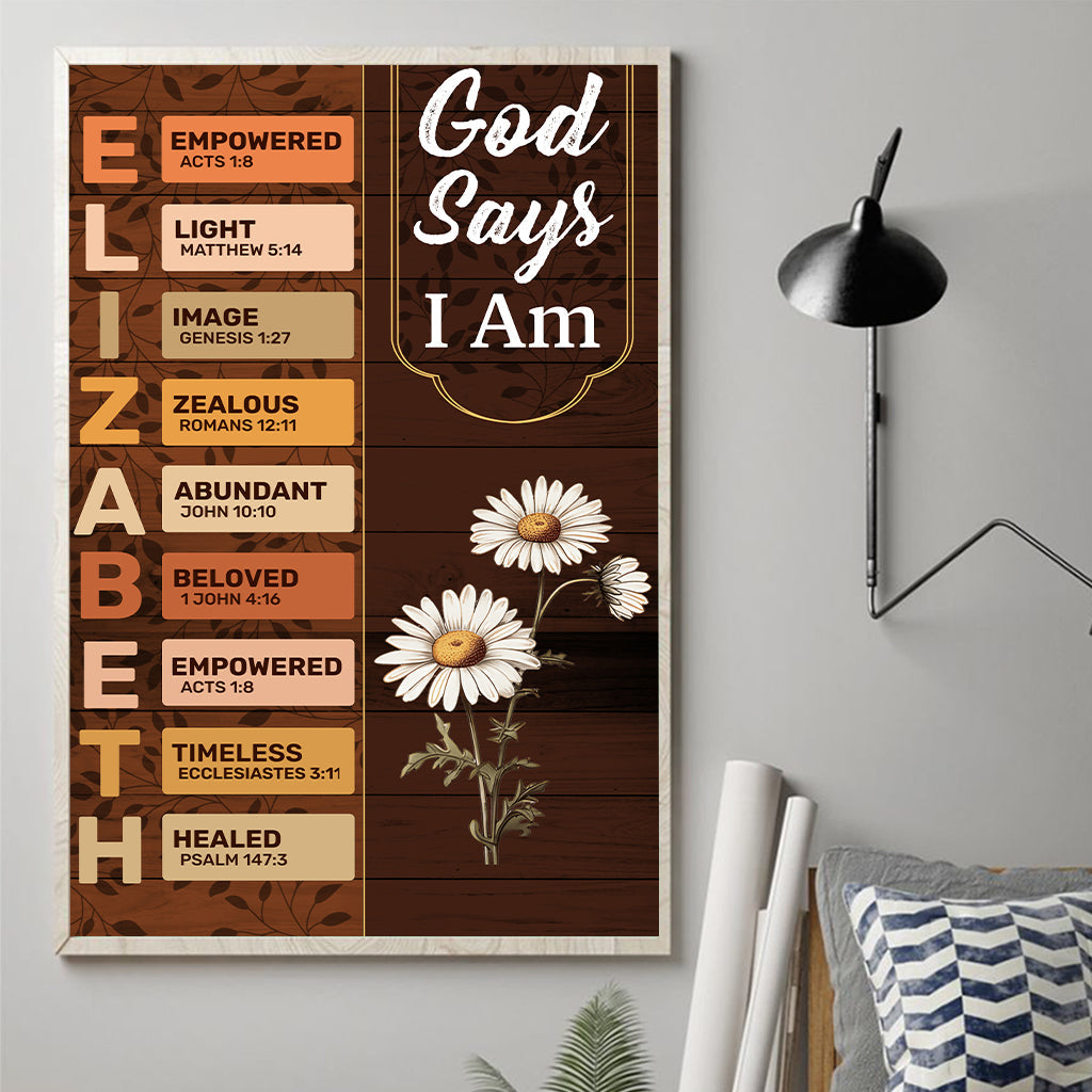 God Says I Am - Personalized Christian Canvas And Poster