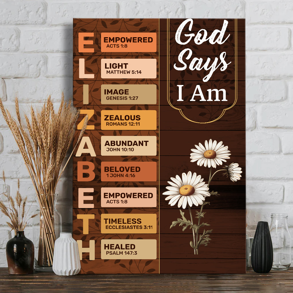 God Says I Am - Personalized Christian Canvas And Poster