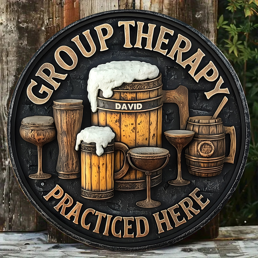 Group Therapy - Personalized Beer Cut Metal Sign