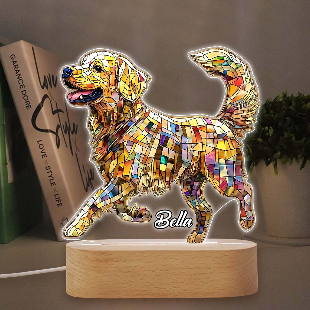 Always With You - Personalized Dog Shaped Plaque Light Base