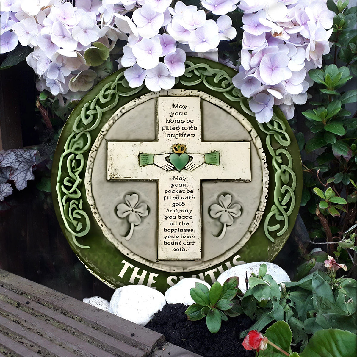 Rustic Irish Blessing Wall Cross - Personalized Saint Patrick's Day Round Shaped Stone