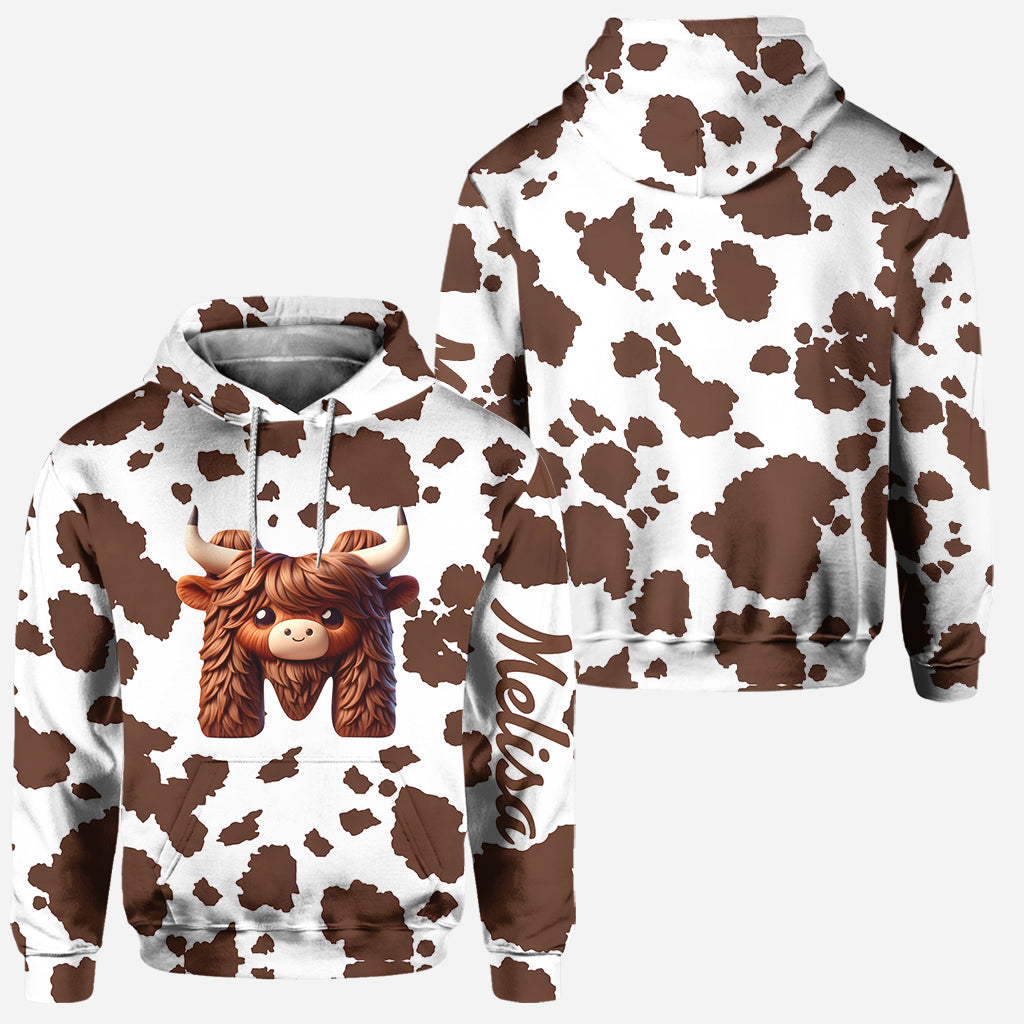 Vintage Cow - Personalized Highland Cow Hoodie and Leggings