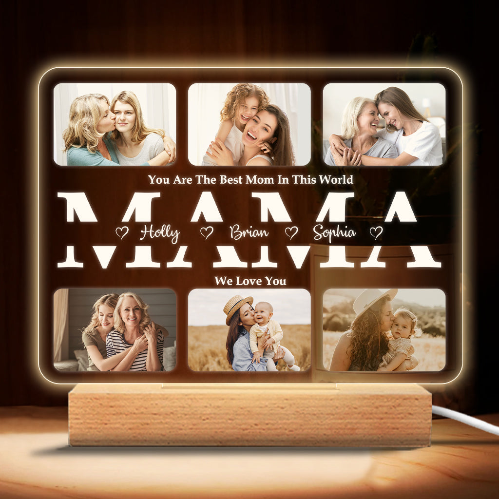 We Love You - Personalized Mother Shaped Plaque Light Base