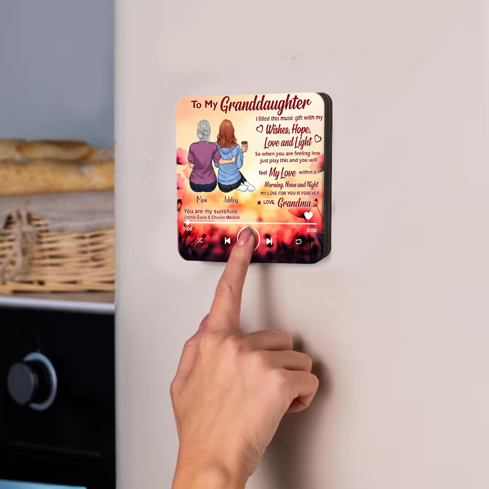 To My Granddaughter - Personalized Graduation Music Fridge Magnet