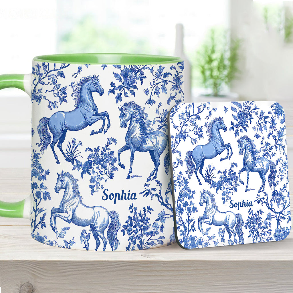 Horse Toile de Jouy - Personalized Horse Accent Mug