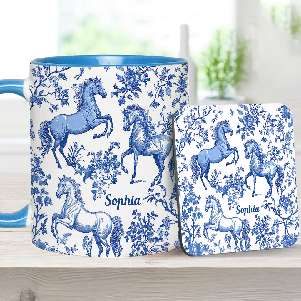 Horse Toile de Jouy - Personalized Horse Accent Mug
