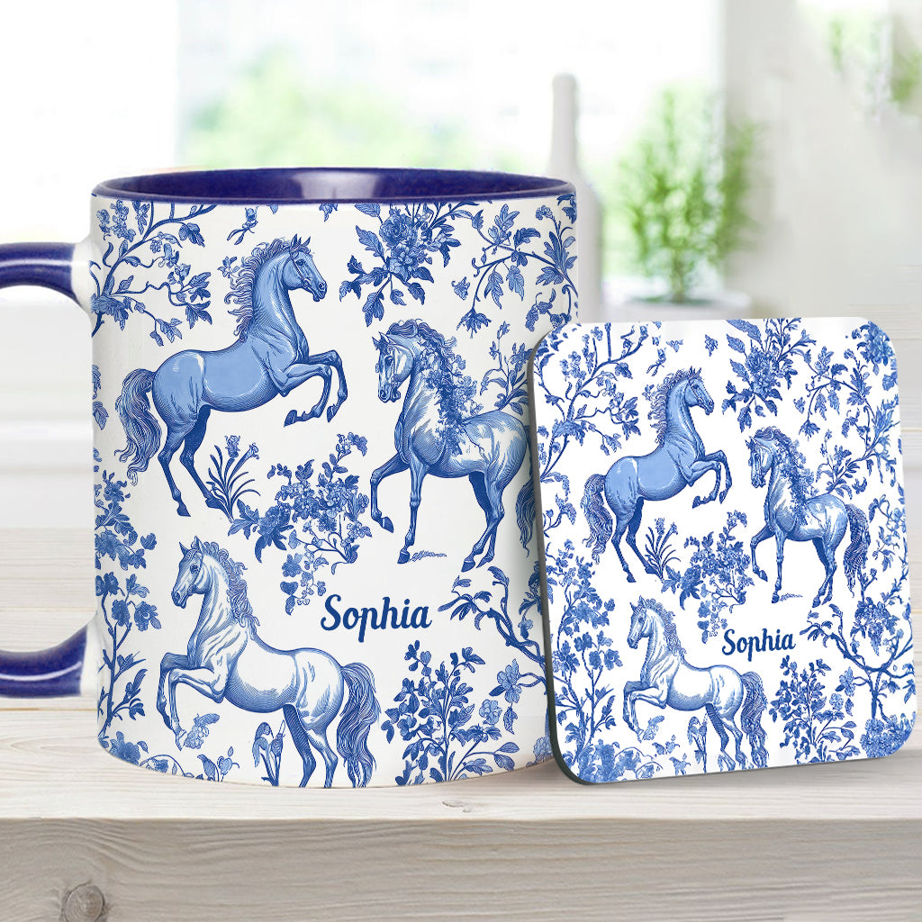 Horse Toile de Jouy - Personalized Horse Accent Mug
