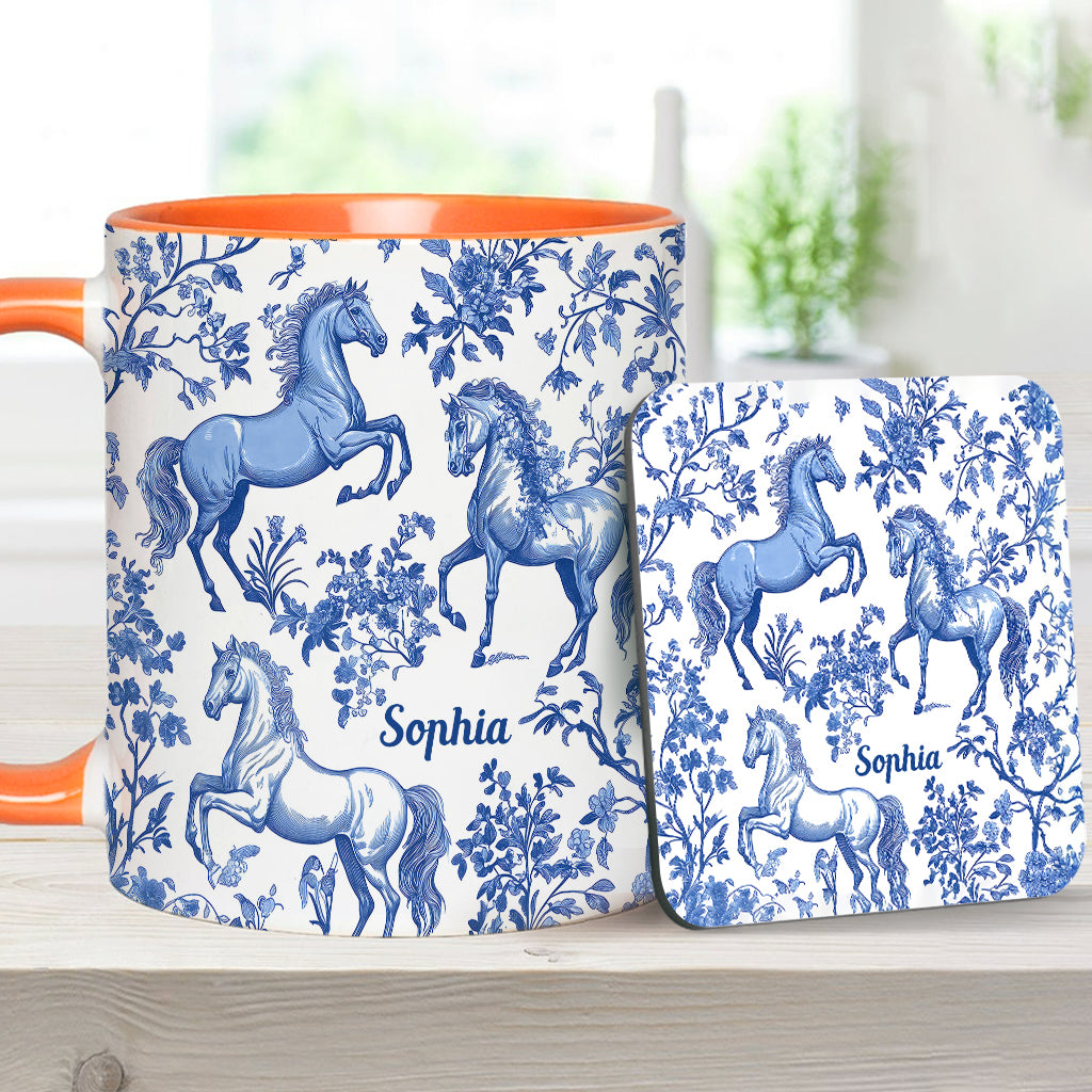 Horse Toile de Jouy - Personalized Horse Accent Mug
