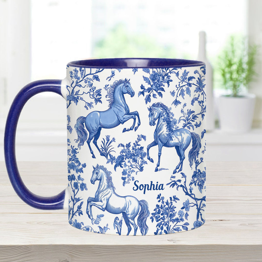 Horse Toile de Jouy - Personalized Horse Accent Mug