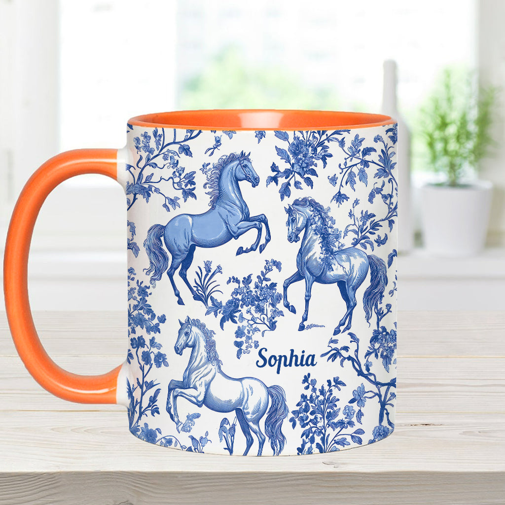 Horse Toile de Jouy - Personalized Horse Accent Mug