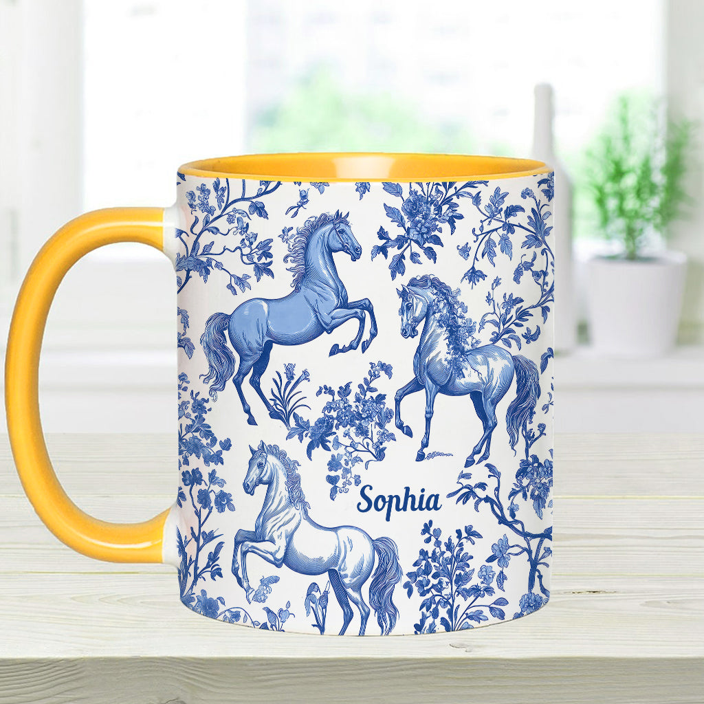 Horse Toile de Jouy - Personalized Horse Accent Mug