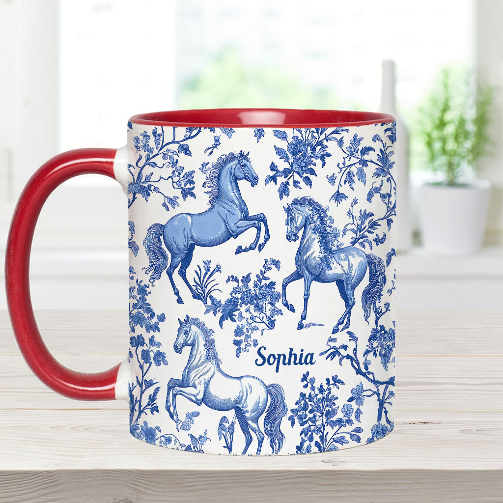 Horse Toile de Jouy - Personalized Horse Accent Mug
