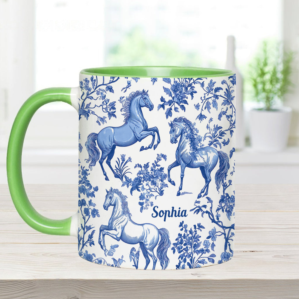 Horse Toile de Jouy - Personalized Horse Accent Mug