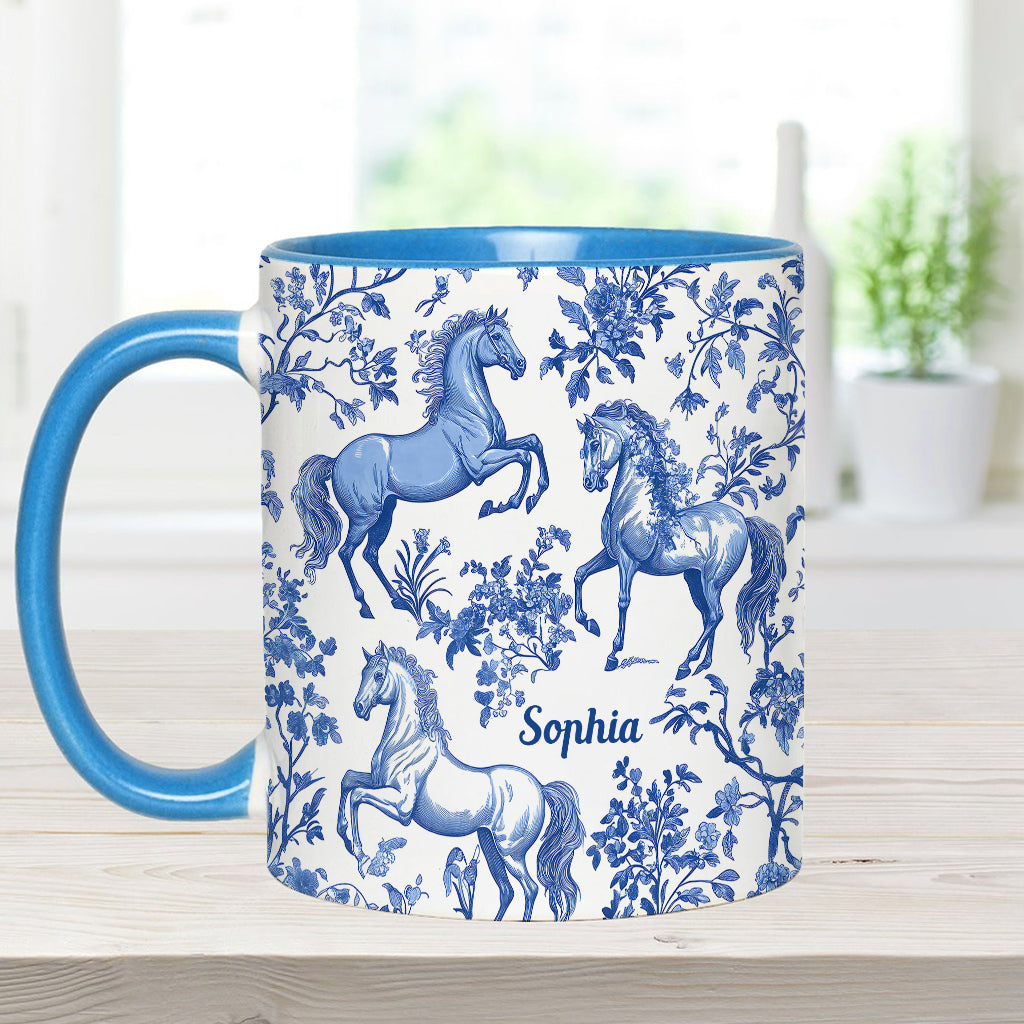 Horse Toile de Jouy - Personalized Horse Accent Mug