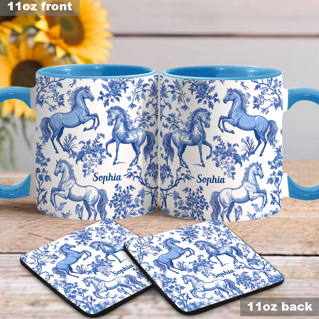 Horse Toile de Jouy - Personalized Horse Accent Mug