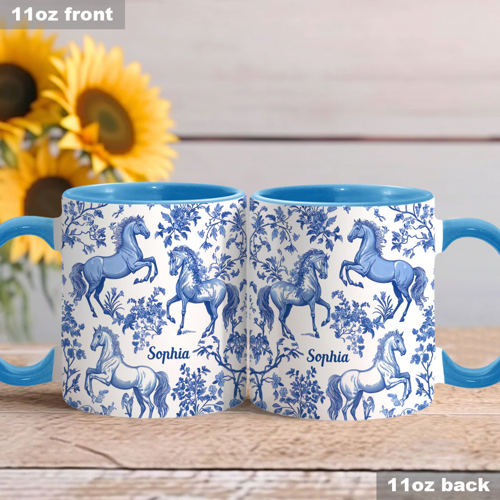 Horse Toile de Jouy - Personalized Horse Accent Mug