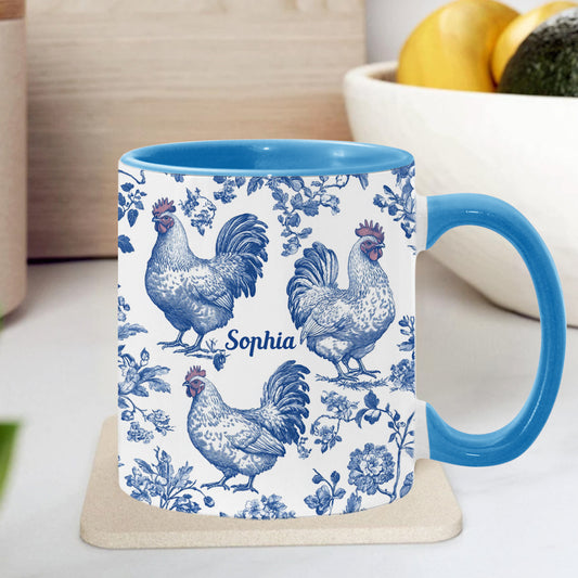 Chicken Toile de Jouy - Personalized Chicken Accent Mug