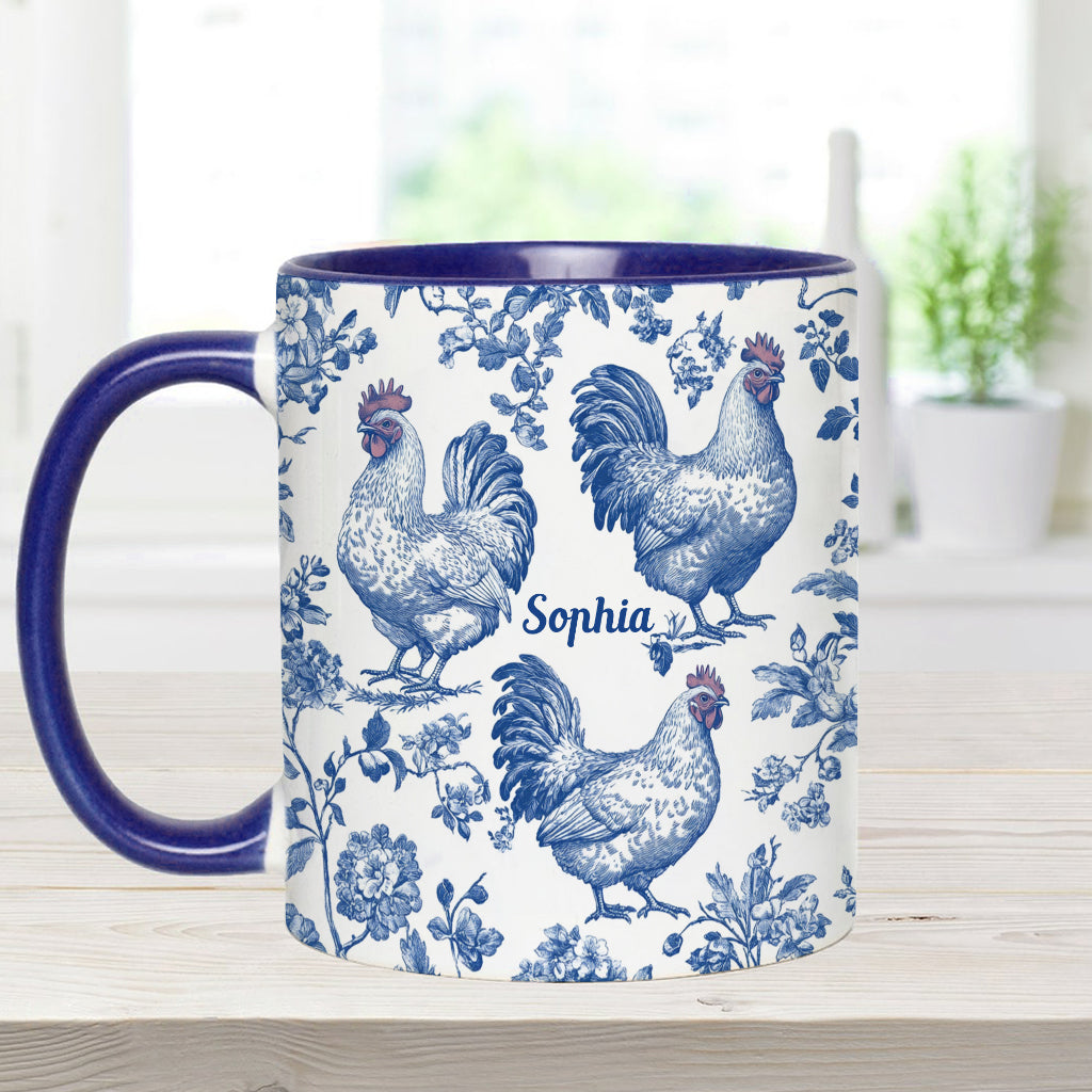 Chicken Toile de Jouy - Personalized Chicken Accent Mug