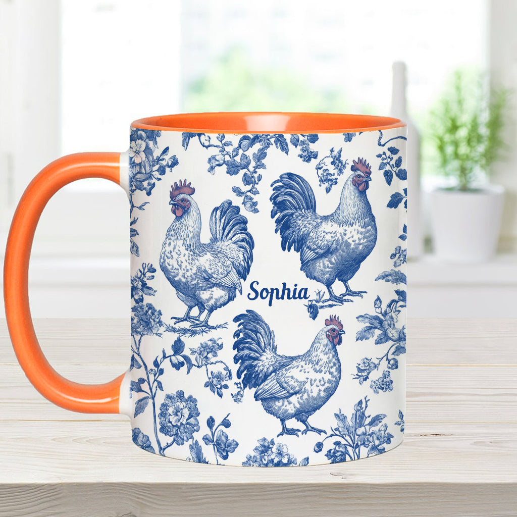 Chicken Toile de Jouy - Personalized Chicken Accent Mug