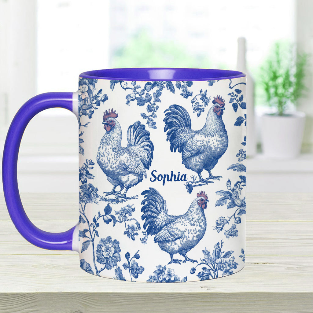 Chicken Toile de Jouy - Personalized Chicken Accent Mug