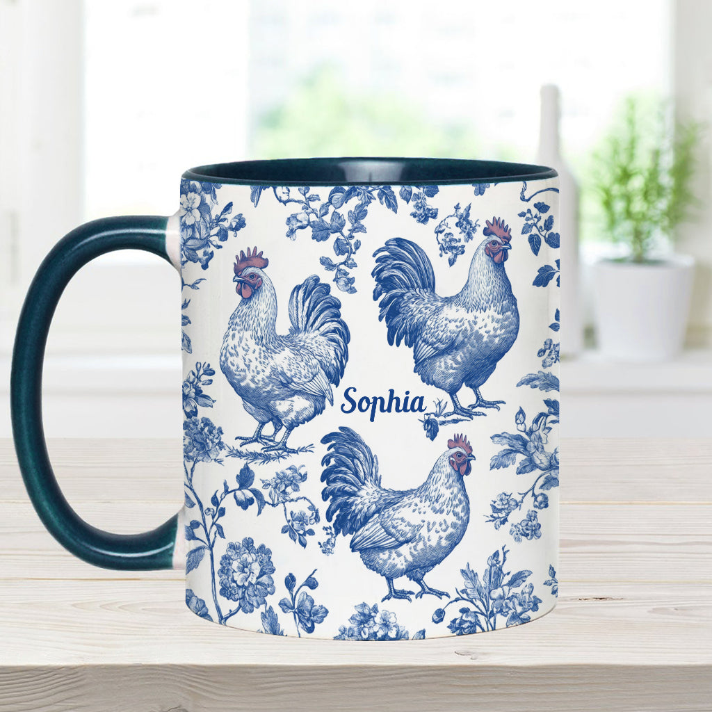 Chicken Toile de Jouy - Personalized Chicken Accent Mug