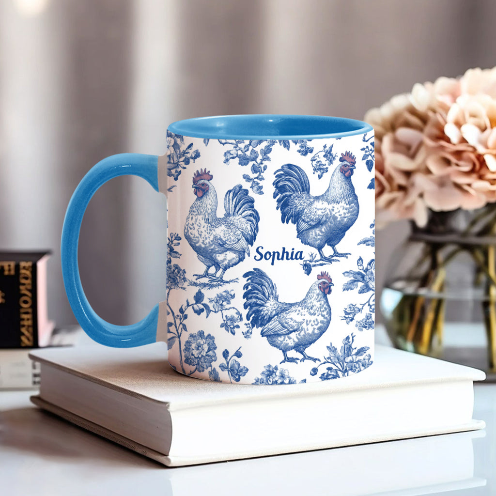 Chicken Toile de Jouy - Personalized Chicken Accent Mug