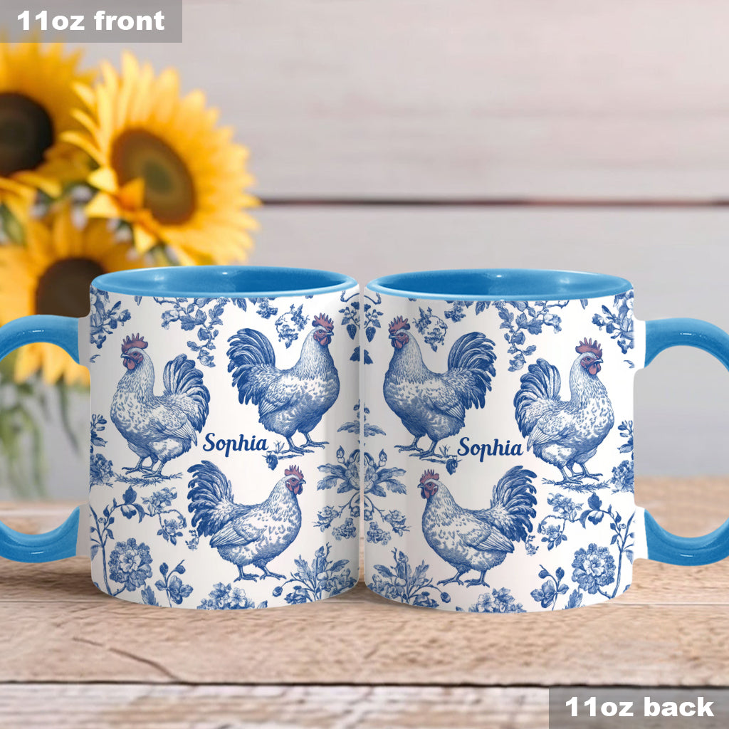 Chicken Toile de Jouy - Personalized Chicken Accent Mug