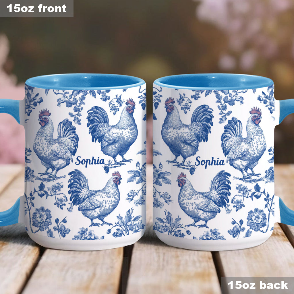 Chicken Toile de Jouy - Personalized Chicken Accent Mug