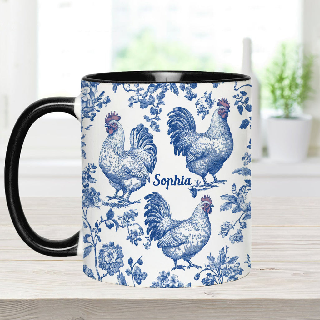Chicken Toile de Jouy - Personalized Chicken Accent Mug