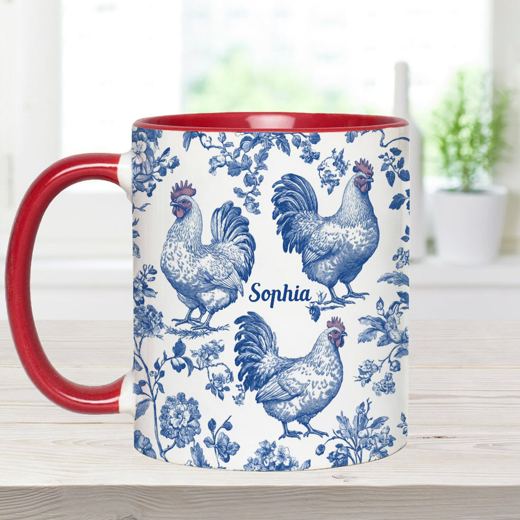 Chicken Toile de Jouy - Personalized Chicken Accent Mug