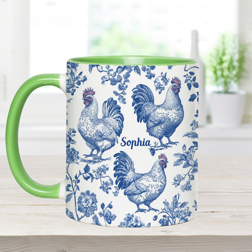 Chicken Toile de Jouy - Personalized Chicken Accent Mug