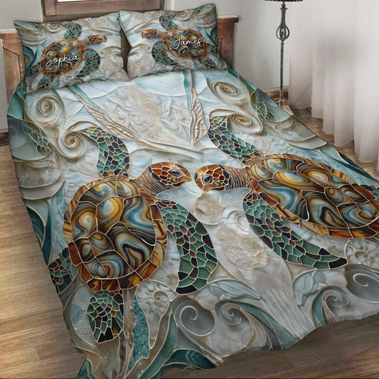 Love Turtles - Personalized Turtle Quilt Set