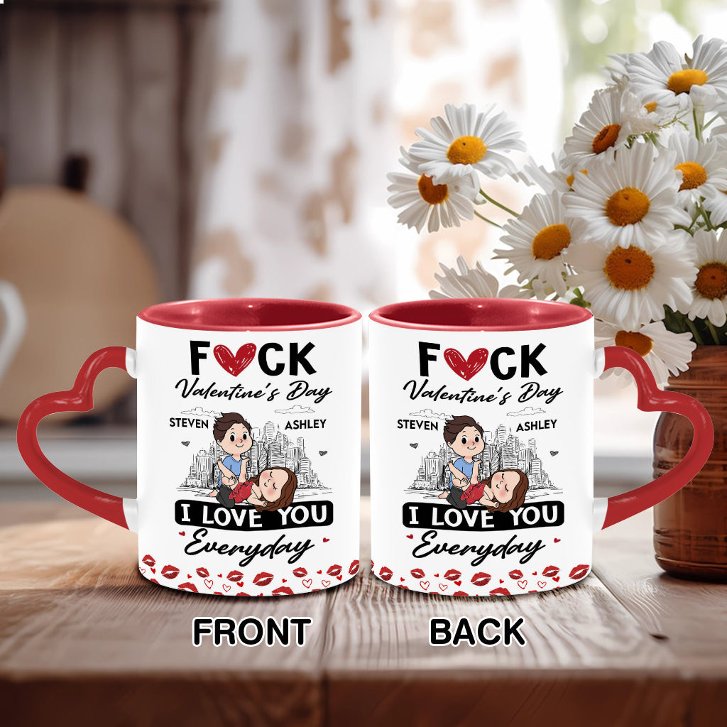 I Love You - Personalized Couple Heart Handle Mug