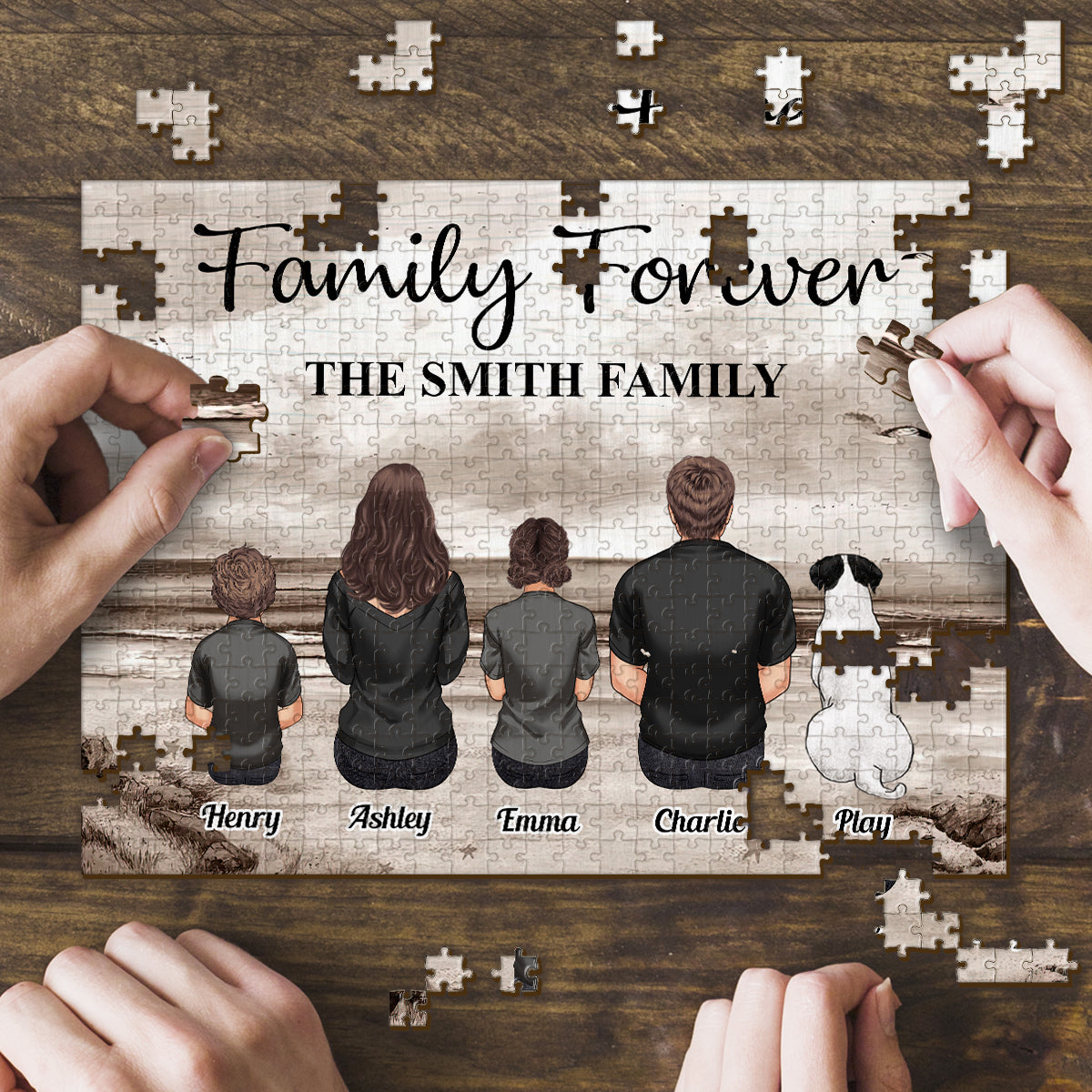 Family Forever Familia Por Siempre - Personalized Family Jigsaw Puzzle