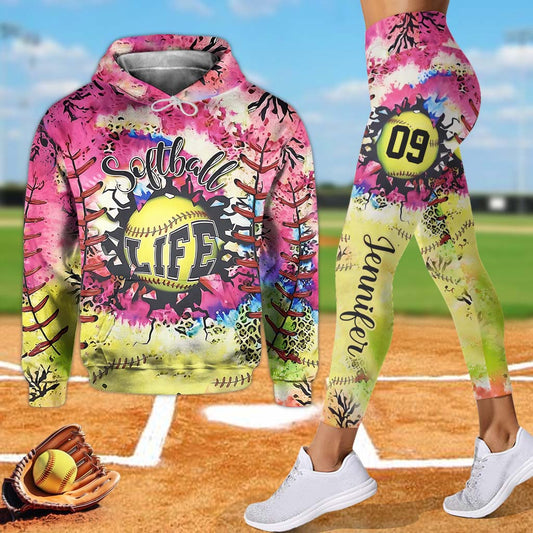 Softball LIfe - Personalized Softball Hoodie and Leggings