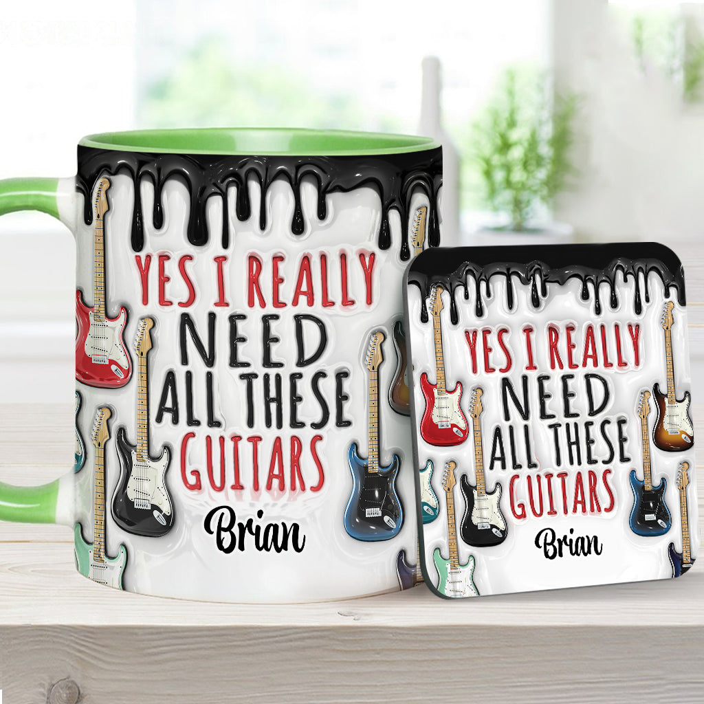 Yes I Really Do Need All These Guitars - Personalized Guitar Accent Mug