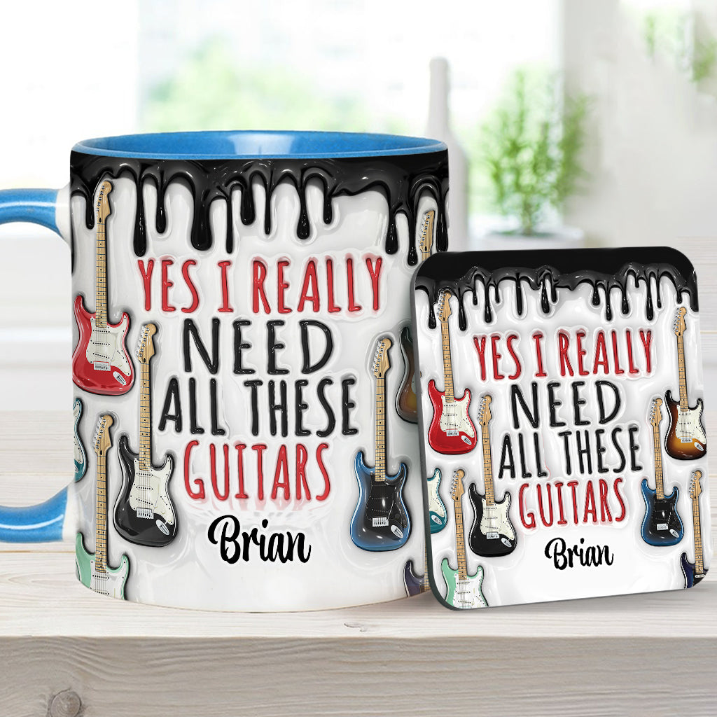 Yes I Really Do Need All These Guitars - Personalized Guitar Accent Mug
