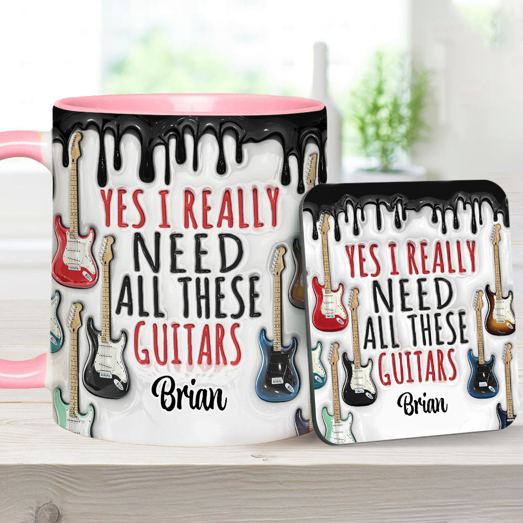 Yes I Really Do Need All These Guitars - Personalized Guitar Accent Mug