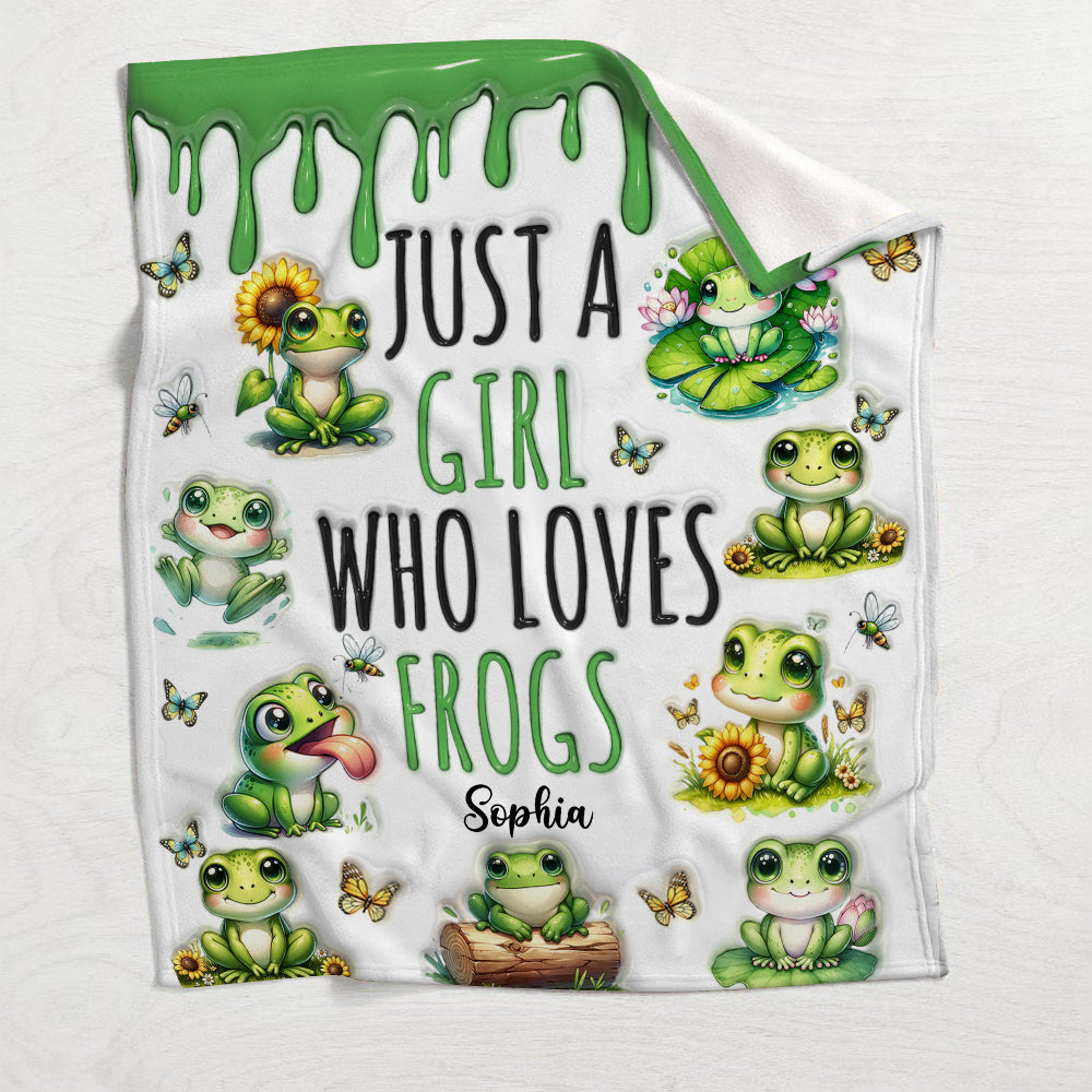 Just A Girl Who Loves Frogs - Personalized Frog Blanket