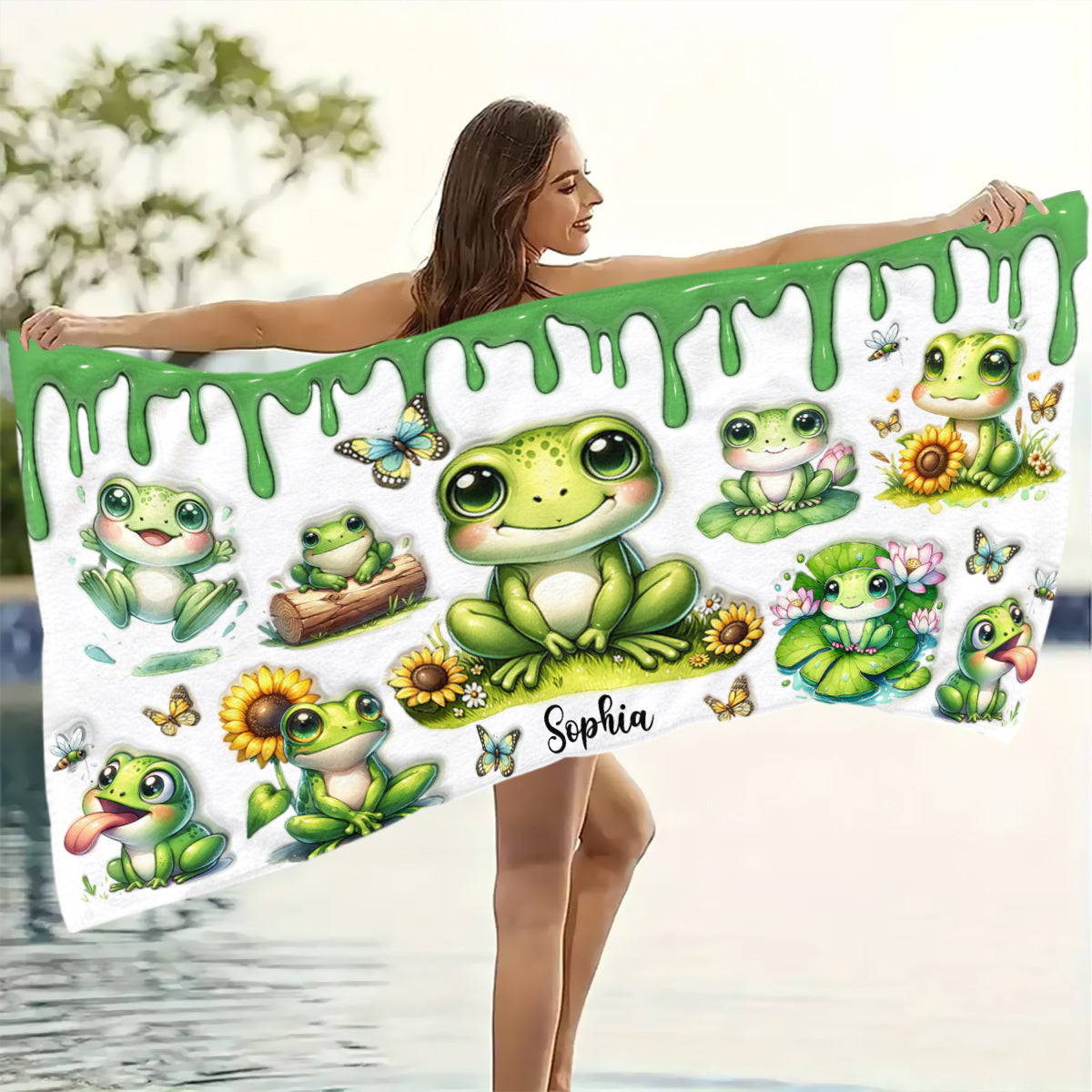 Just A Girl Who Loves Frogs - Personalized Frog Quick-dry Beach Towel/ Bath Towel