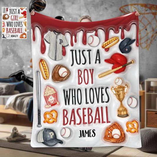 Just A Girl/Boy Who Loves Baseball - Personalized Baseball Blanket