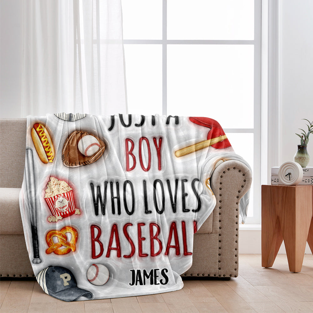 Just A Girl/Boy Who Loves Baseball - Personalized Baseball Blanket