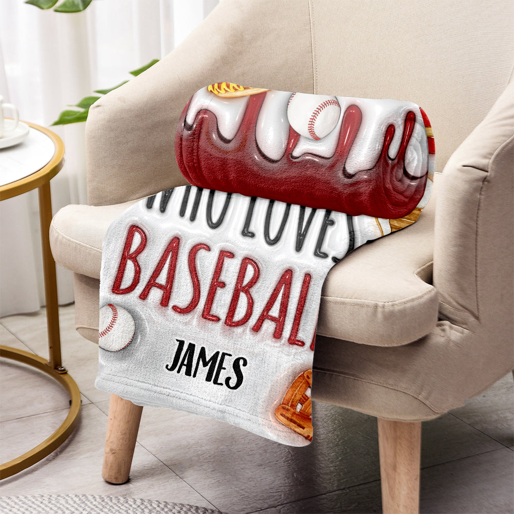 Just A Girl/Boy Who Loves Baseball - Personalized Baseball Blanket