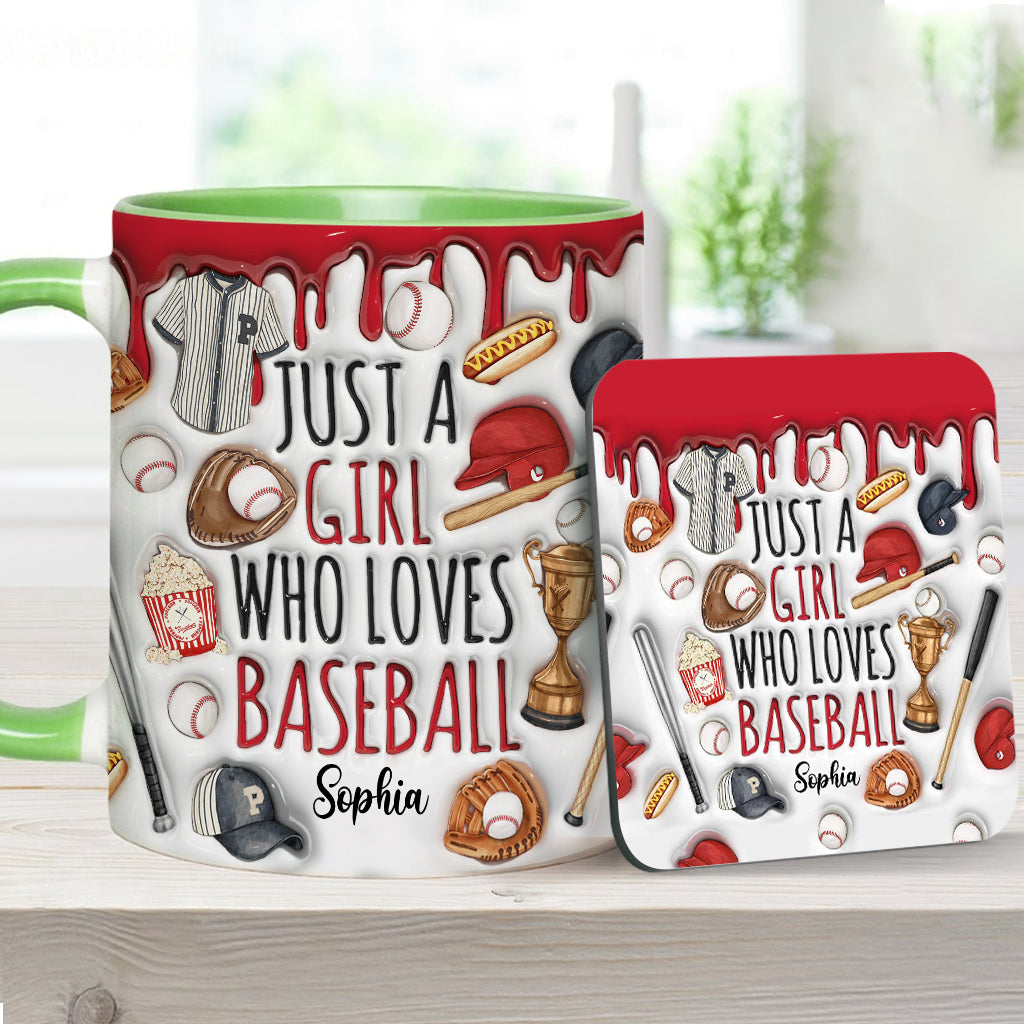 Just A Girl Who Loves Baseball - Personalized Baseball Accent Mug