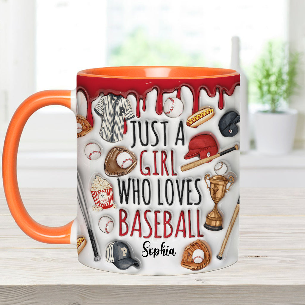 Just A Girl Who Loves Baseball - Personalized Baseball Accent Mug