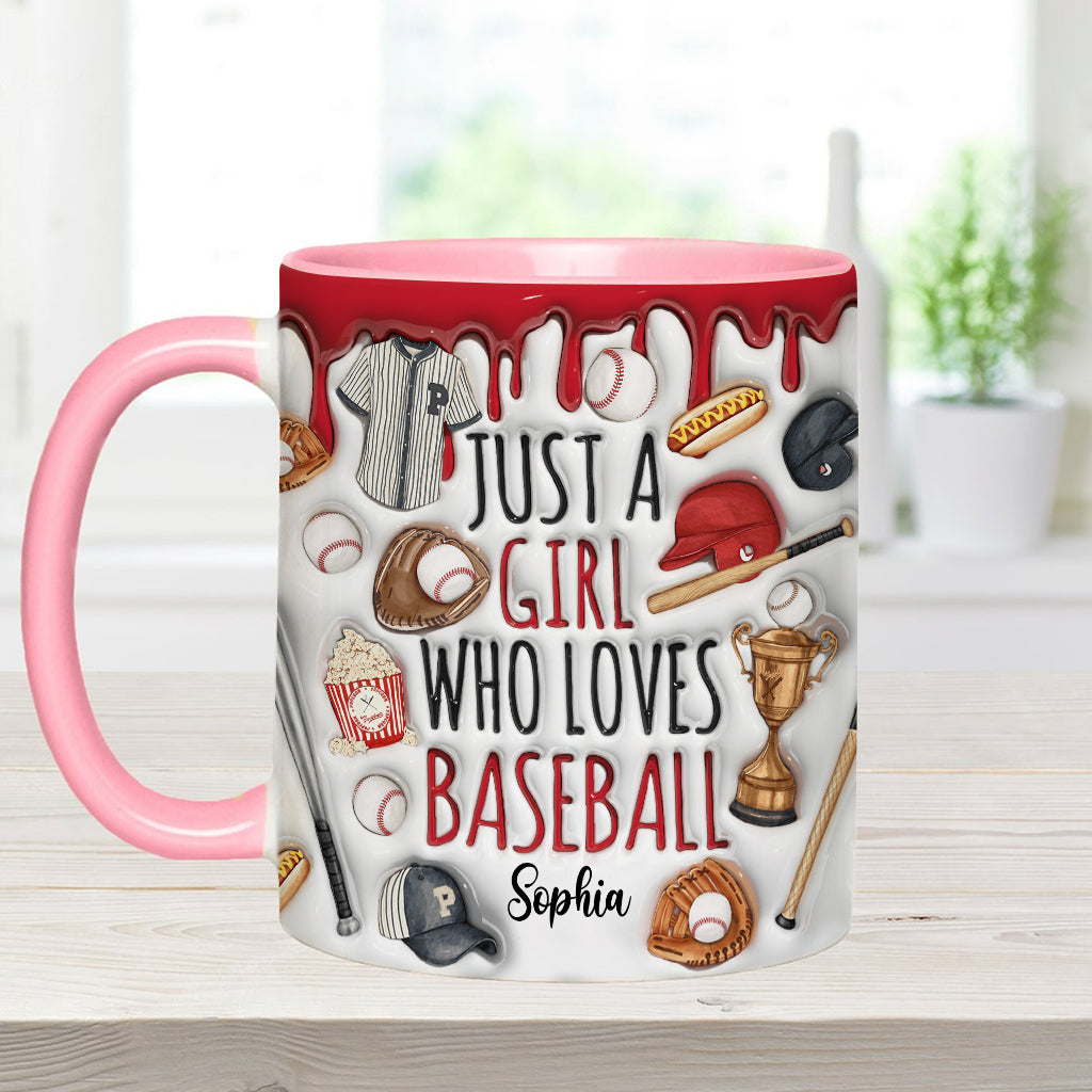 Just A Girl Who Loves Baseball - Personalized Baseball Accent Mug